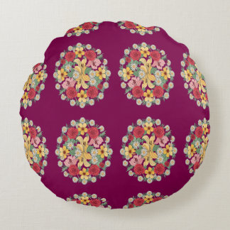 Floral Harmony Mandala Rundes Kissen
