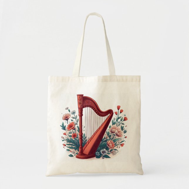 Floral Harp Tote Bag Tragetasche (Vorne)
