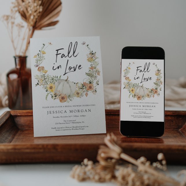 Floral Harvest Pumpkin Fall in Liebe Brautparty Einladung (Von Creator hochgeladen)