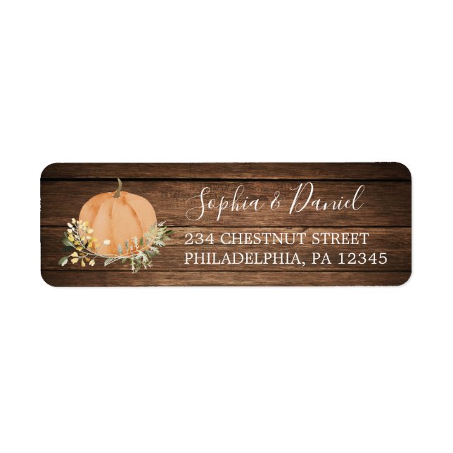 Floral Harvest Pumpkin-Rücksendeadressen-Aufkleber (Vorne)