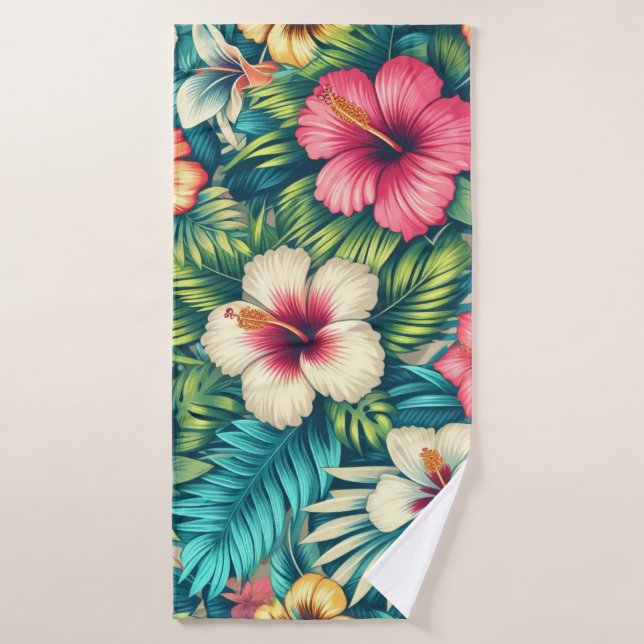 Floral hawaïen/tropical (Serviette de bain)