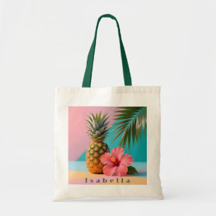 Floral Hawaii Ananas & Hibiskus Sommer Name Tragetasche