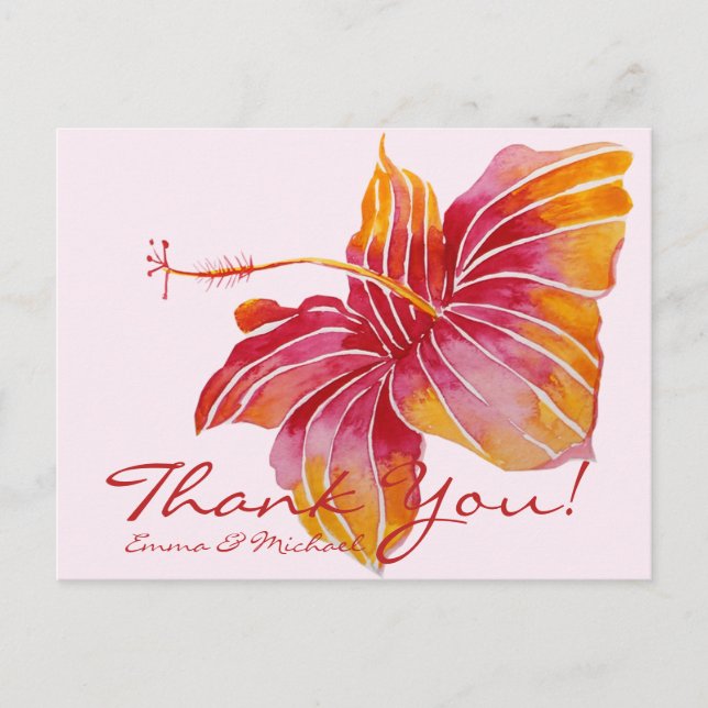 Floral Hawaii Hibiskus Vielen Dank für Ihre Hochze Postkarte (Vorderseite)