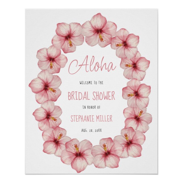 Floral Hawaiian Lei Brautparty Begrüßungszeichen Poster (Vorderseite)