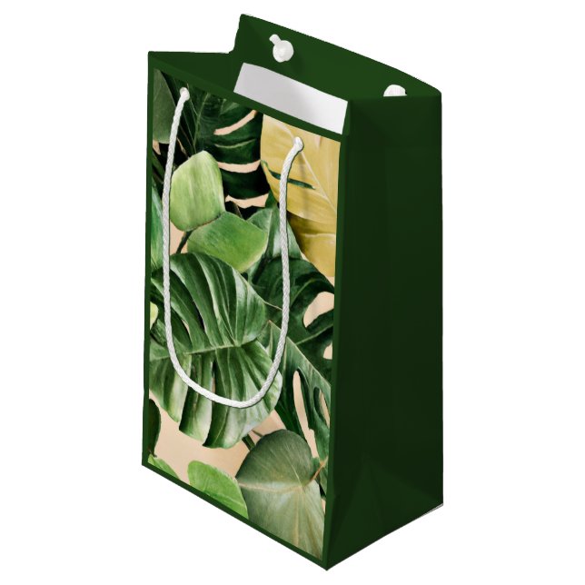 Floral/hawaiianisches/tropisches Blatt Kleine Geschenktüte (Vorderseite Schrägansicht)