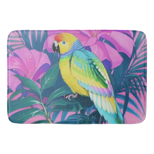 Floral/hawaiisch/tropisch/papagei Badematte (Vorderseite)
