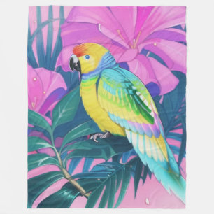 Floral/hawaiisch/tropisch/papagei Fleecedecke
