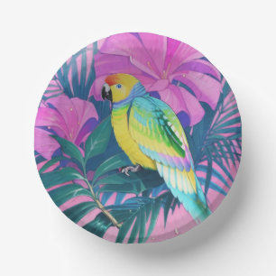 Floral/hawaiisch/tropisch/papagei Pappteller