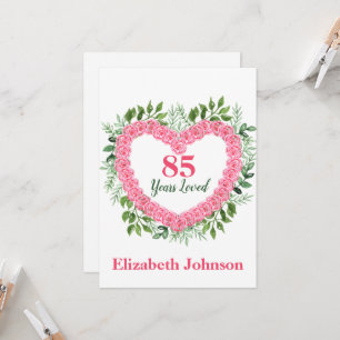 Floral Heart 85e carte d'anniversaire pour femmes