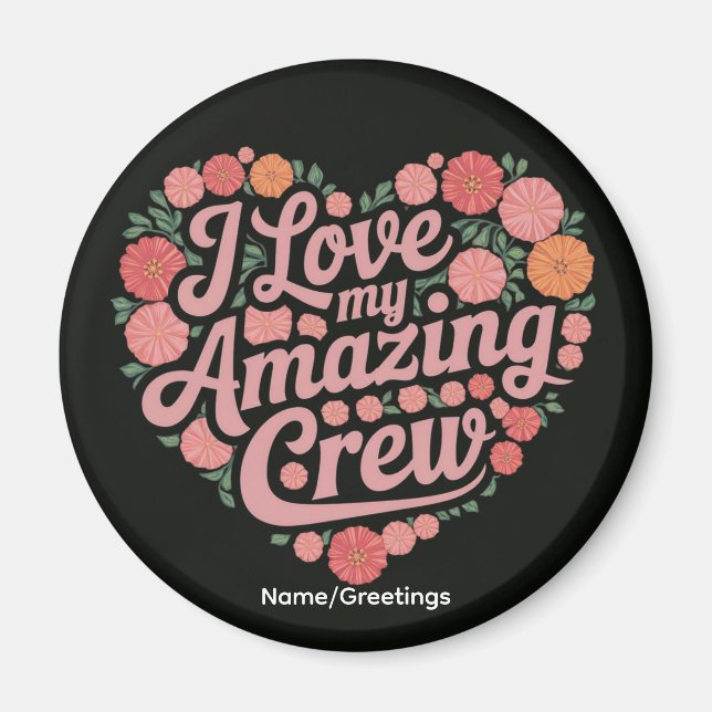 Floral Heart Crew Würdigungsgeschenk Team Dankbark Magnet (Vorne)