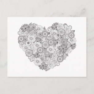 Floral Heart Doodle Postkarte