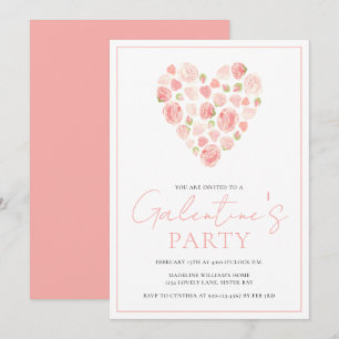 Floral Heart Galentine's Day Party Invitation