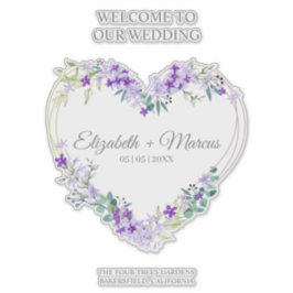 Floral Heart in Purple for Welcome Guests Wedding Aufkleber