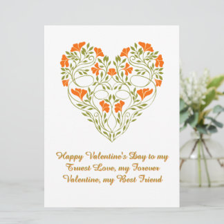 Floral Heart Valentine’s Day Love Card Art Deco Karte