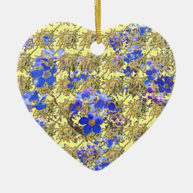Floral Heart Vergiss mich nicht & Primula Keramikornament (Vorne)