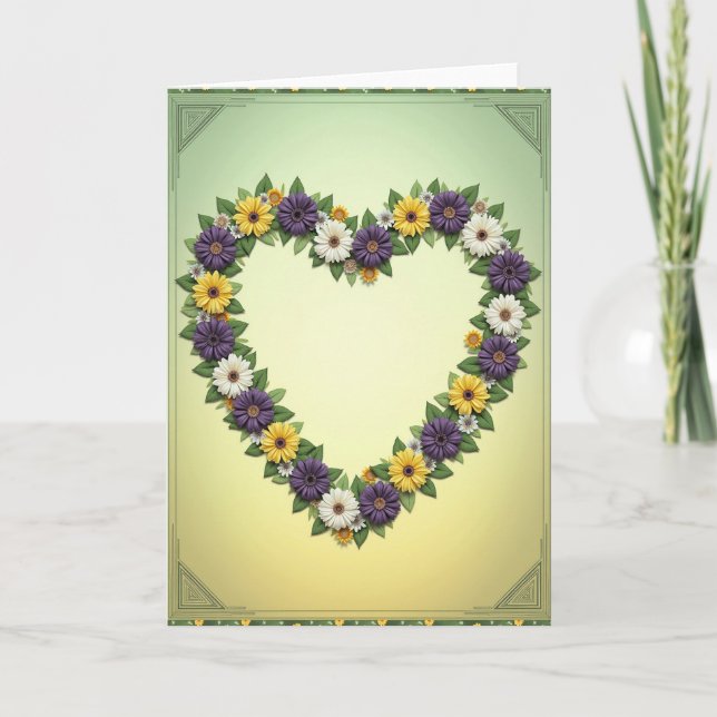 Floral Heart Wreath Card Karte (Vorderseite)