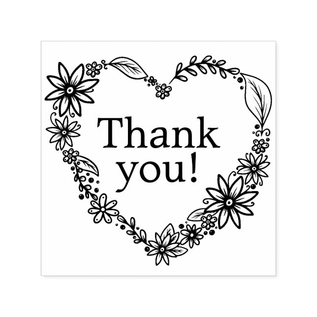 Floral Heart Wreath Vielen Dank Permastempel (Design)
