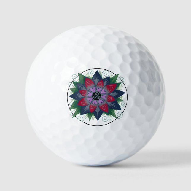 Floral hearts mandala golfball (Vorderseite)