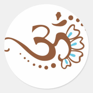 Floral Henna Om Runder Aufkleber