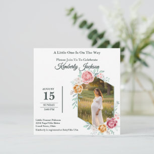 Floral Hexagon Baby Shower Einladung