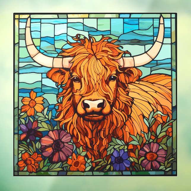 Floral Highland Cow Farm Life Imitate festgehalten Fensteraufkleber (Blatt 3)