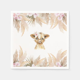 Floral Highland Cow Napkins Serviette