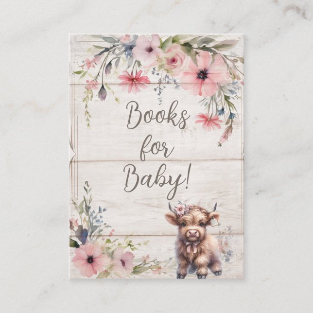 Floral Highland Cow Niedlich Adorable Books for Ba Begleitkarte (Vorderseite)