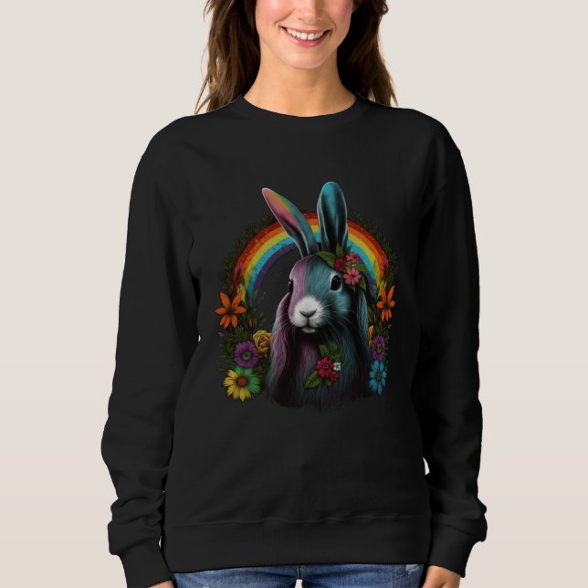 Floral Hippie Groovy Retro Easter Bunny Spring Flo Sweatshirt (Vorderseite)