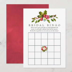 Floral Holly Christmas Brautparty Bingo Einladung