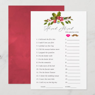 Floral Holly Christmas Brautparty Game Einladung