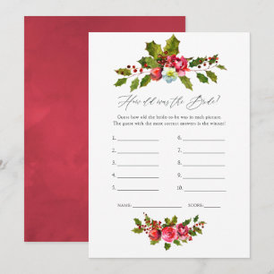 Floral Holly Christmas Brautparty Game Einladung