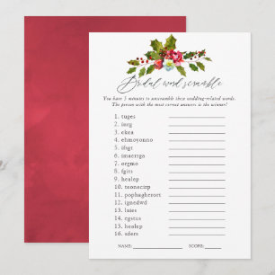 Floral Holly Christmas Brautparty Game Einladung