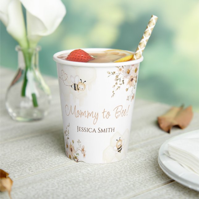 Floral Honey Bee Baby Dusche Pappbecher (In Situ)