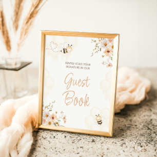 Floral Honey Bee Baby Shooting Guest Book Sign Sockelschild