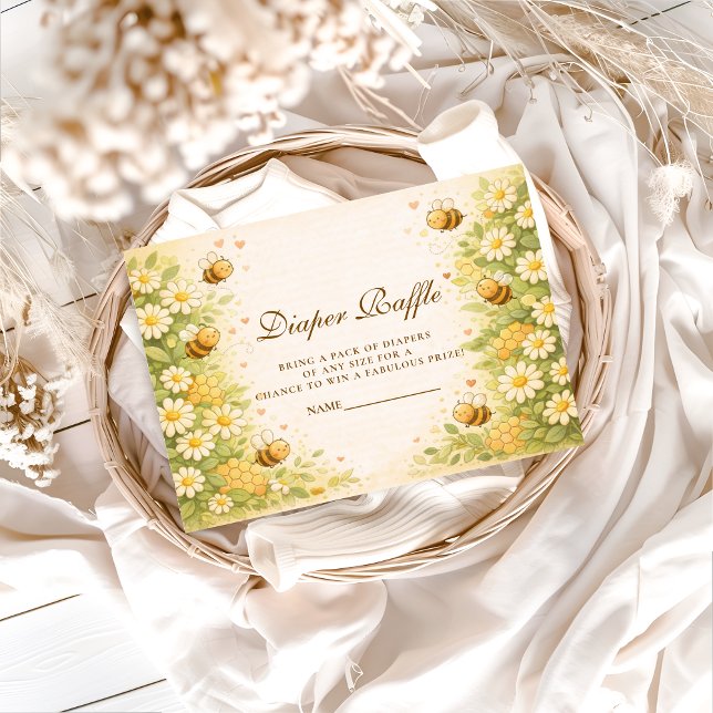 Floral Honey Bee Diapper Raffle Begleitkarte (Von Creator hochgeladen)