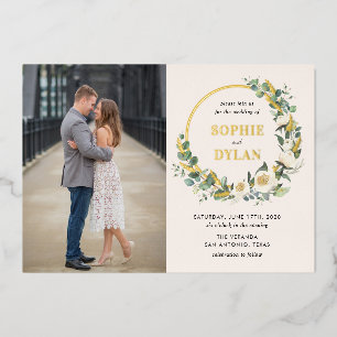 Floral Hoop FOIL Foto Hochzeit Einladung