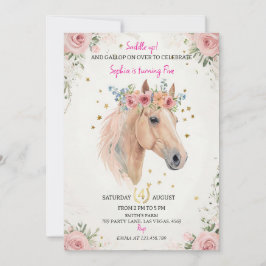 Floral Horse Kids Birthday Invite Template Einladung