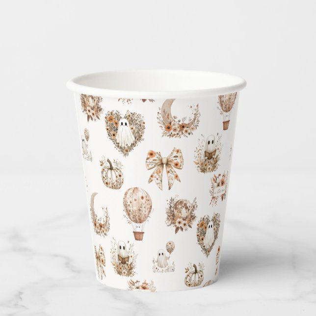 Floral Hot Air Ballon Babydusche Pappbecher (Vorderseite)