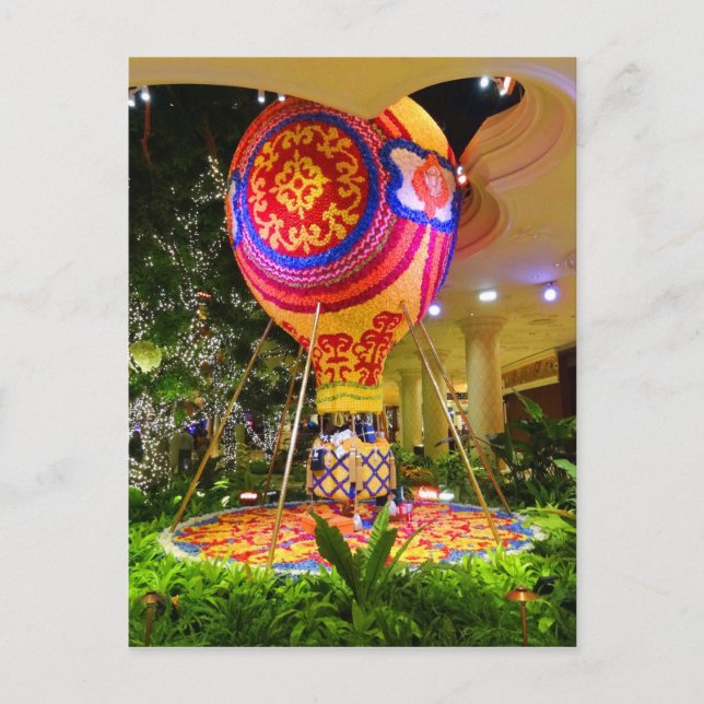 Floral Hot Air Ballon Postkarte (Vorderseite)