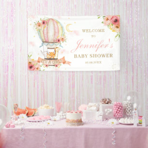 Floral Hot Air Ballon Tier Babydusche Hintergrund Banner