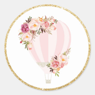 Floral Hot Air Balloon Favoriser Sticker Étiquette