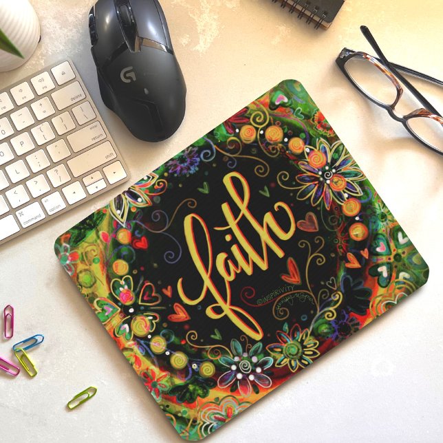 Floral Hübsch inspirierende Glaubensinspiriertheit Mousepad (Von Creator hochgeladen)