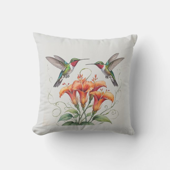 Floral hummingbird Freiluftkissen Kissen (Vorderseite)