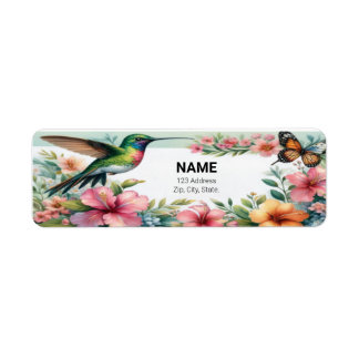 "Floral Hummingbird Personalisiert Name Tag".