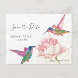 Floral Hummingbird Save the Date Postkarte