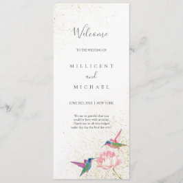 Floral Hummingbirds Rainbow Gold Wedding Program Programm