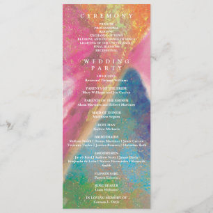 Floral Hummingbirds Rainbow Gold Wedding Program Programm