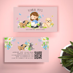 Floral Hund & Katze Haustierpflege Dienstleistunge Visitenkarte