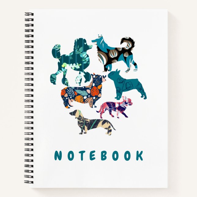 Floral Hunde Notizbuch (Vorderseite)