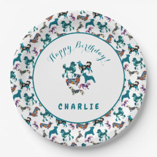Floral Hunde Pappteller